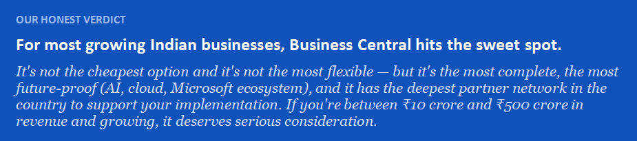 Honest verdict on Business Central for growing Indian businesses